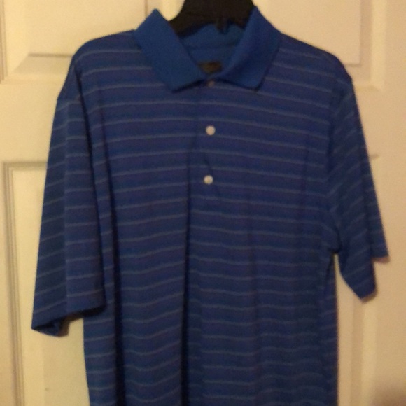 Greg Norman Blue Red Yellow Black Striped Golf Jersey Knit Polo Mens Large L - Picture 5 of 12
